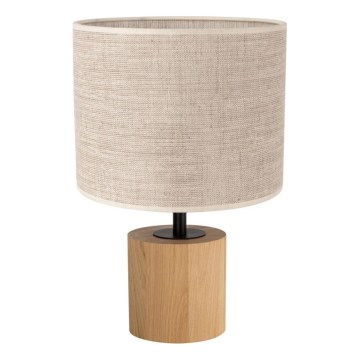 Lampa stołowa KRETA 1xE27/25W/230V dąb/beżowy dąb