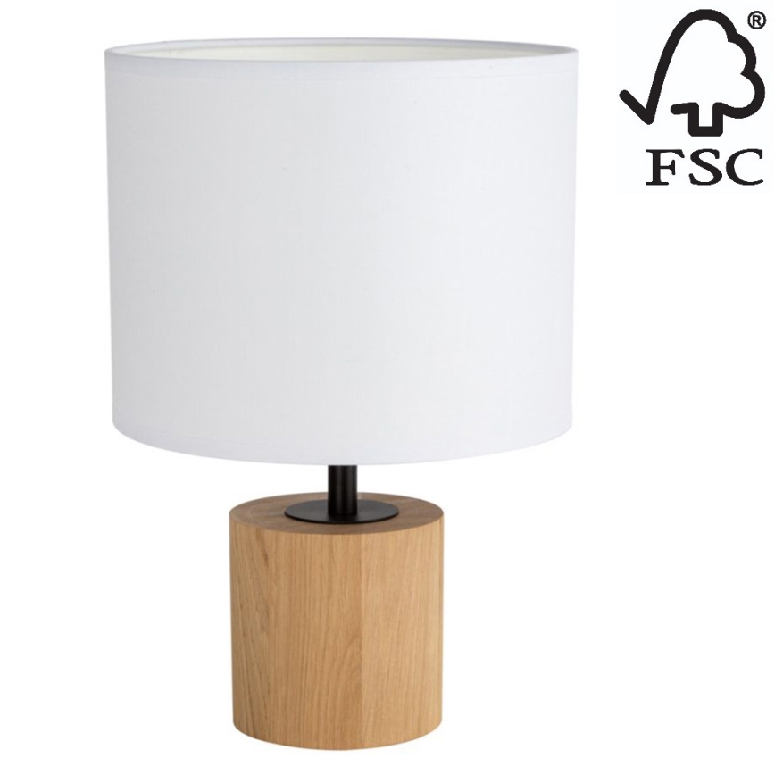 Lampa stołowa KRETA 1xE27/25W/230V sosna/biały - certyfikat FSC