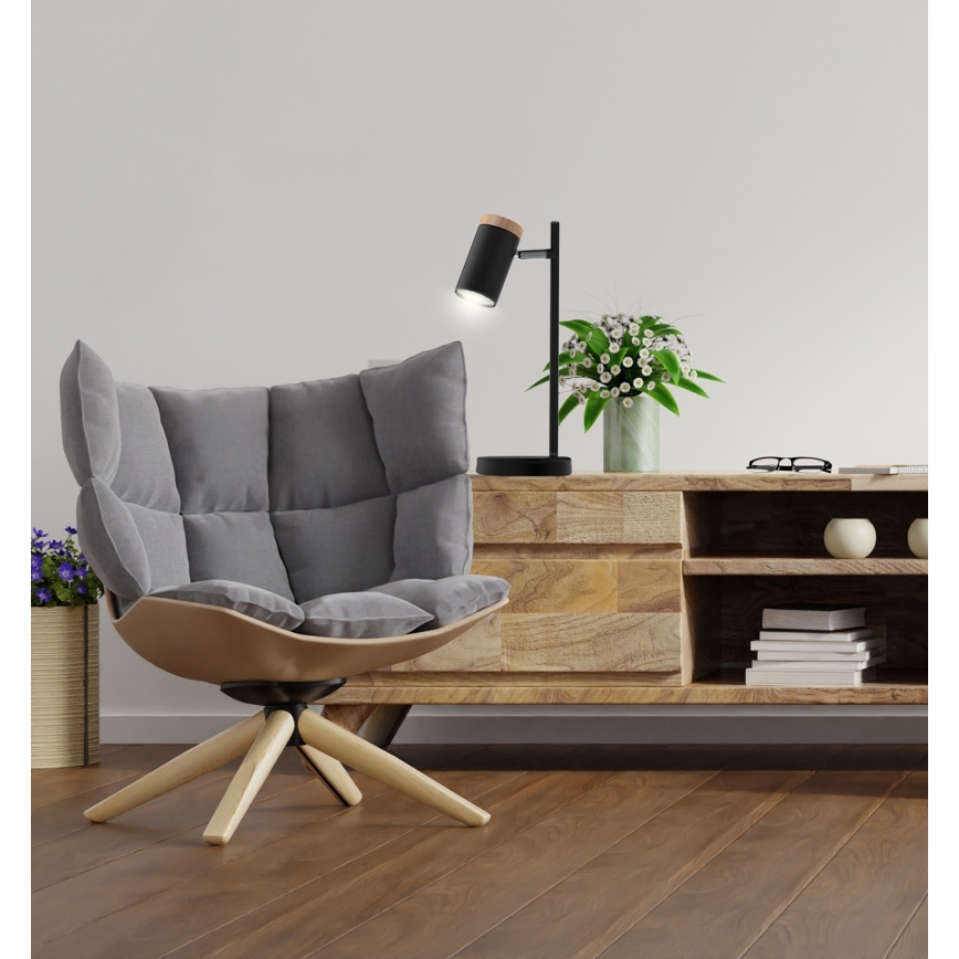 Lampa stołowa LAGOS 1xGU10/15W/230V czarna/brązowa