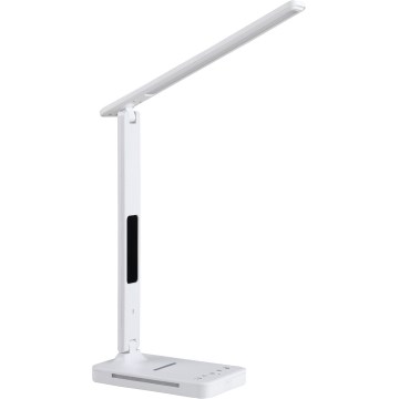 Lampa stołowa LED z funkcją ściemniania i ładowaniem bezprzewodowym QI, wyświetlacz i port USB LED/7W/230V 3000-6000K białe