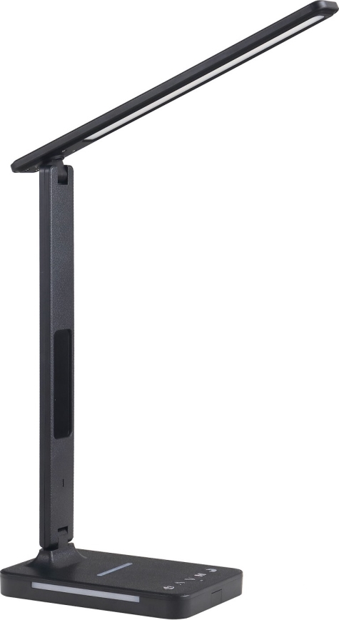 Lampa stołowa LED z funkcją ściemniania i ładowaniem bezprzewodowym QI, wyświetlacz i port USB LED/7W/230V 3000-6000K czarna