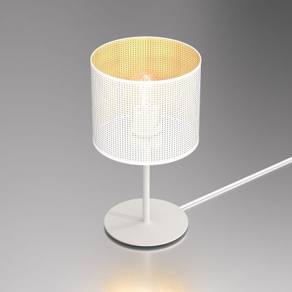 Lampa stołowa LOFT SHADE 1xE27/60W/230V śr. 18 cm biały/złoty