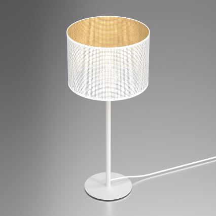 Lampa stołowa LOFT SHADE 1xE27/60W/230V śr. 25 cm biały/złoty