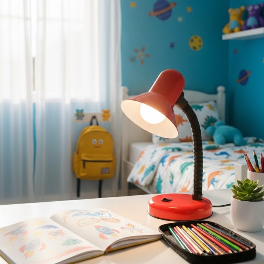 Lampa stołowa MENTOR 1xE27/15W/230V czerwona