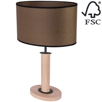 Lampa stołowa MERCEDES 1xE27/40W/230V 46 cm brązowa/dąb – certyfikat FSC