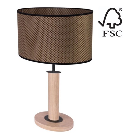 Lampa stołowa MERCEDES 1xE27/40W/230V 46 cm brązowa/dąb – certyfikat FSC