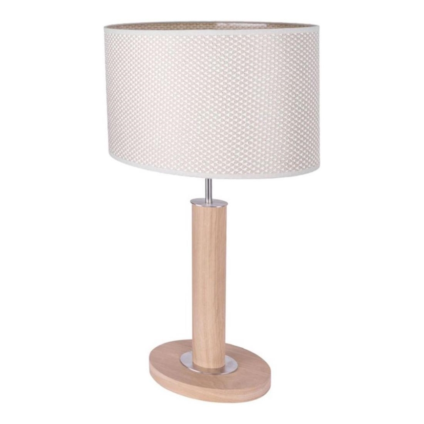 Lampa stołowa MERCEDES 1xE27/40W/230V 46 cm kremowy/dąb