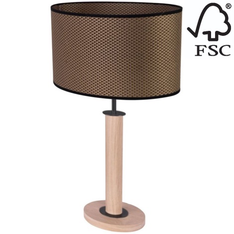 Lampa stołowa MERCEDES 1xE27/40W/230V 60 cm brązowa/dąb – certyfikat FSC