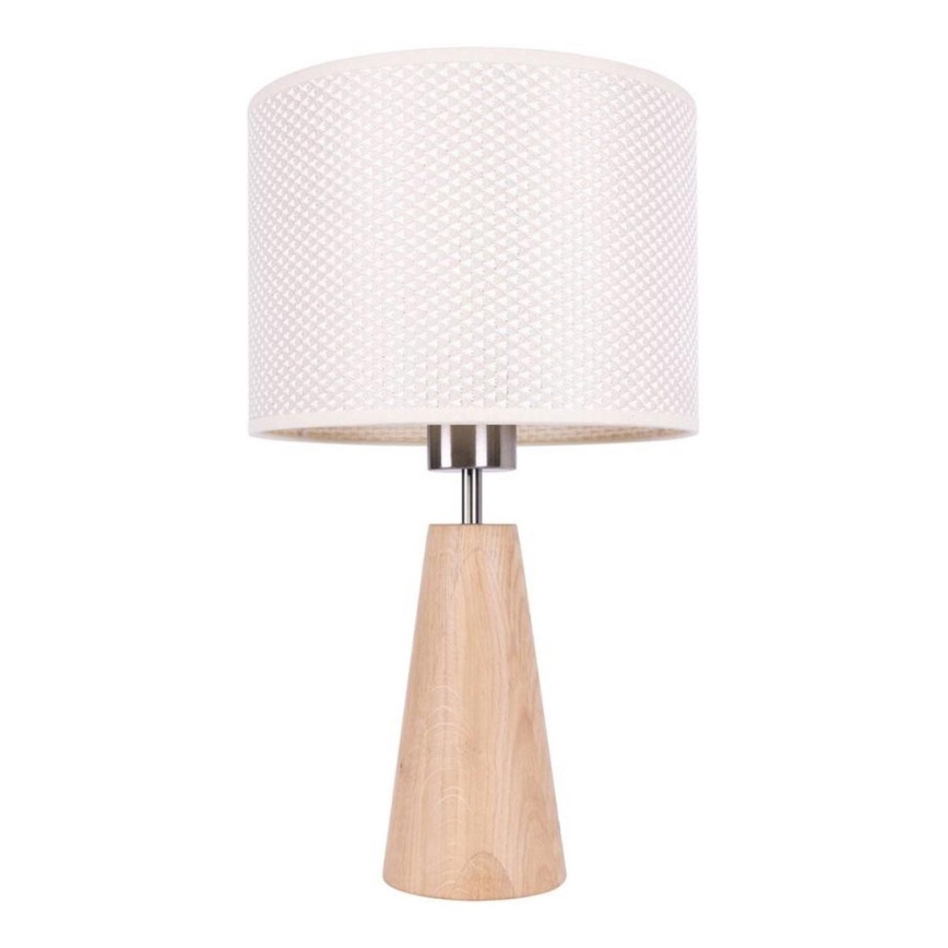 Lampa stołowa MERCEDES 1xE27/40W/230V średnica 43 cm kremowa/dąb