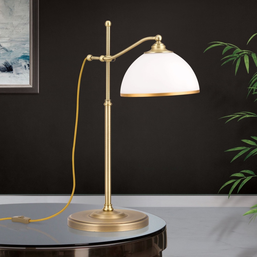 Lampa stołowa OLD LAMP 1xE27/40W/230V 65 cm biały/mosiądz