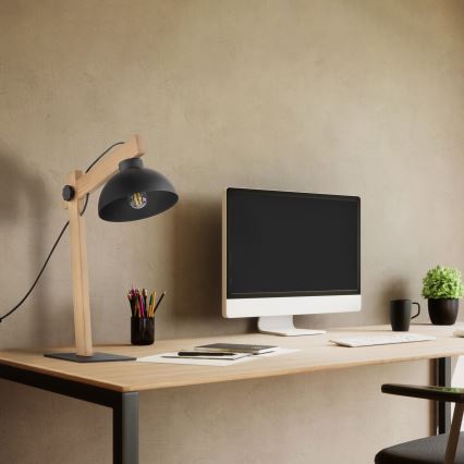 Lampa stołowa OSLO 1xE27/15W/230V sosna/czarny