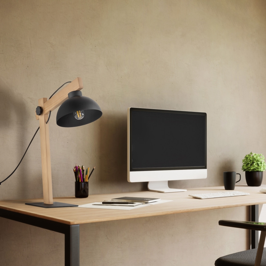 Lampa stołowa OSLO 1xE27/15W/230V sosna/czarny