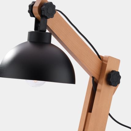 Lampa stołowa OSLO 1xE27/60W/230V czarn/drewno