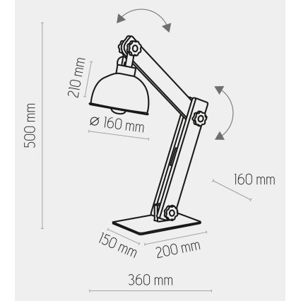 Lampa stołowa OSLO 1xE27/60W/230V czarn/drewno