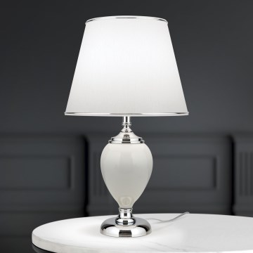 Lampa stołowa OVUM 1xE27/40W/230V 48 cm ceramika biały/chrom błyszczący