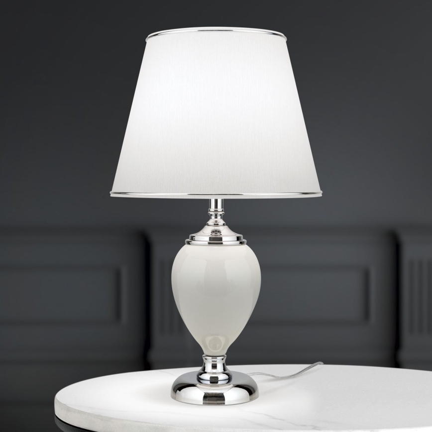 Lampa stołowa OVUM 1xE27/40W/230V 48 cm ceramika biały/chrom błyszczący