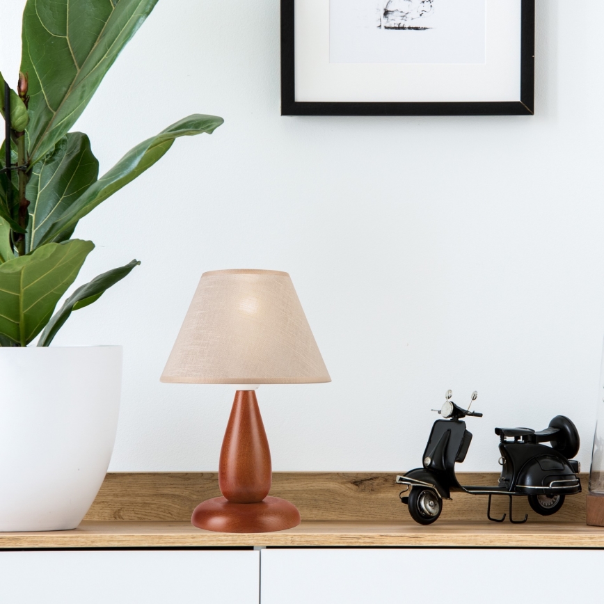 Lampa stołowa PERA 1xE27/60W/230V brązowa/buk