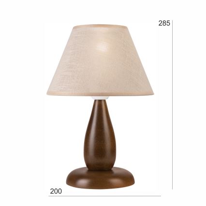 Lampa stołowa PERA 1xE27/60W/230V ciemnobrązowa/buk