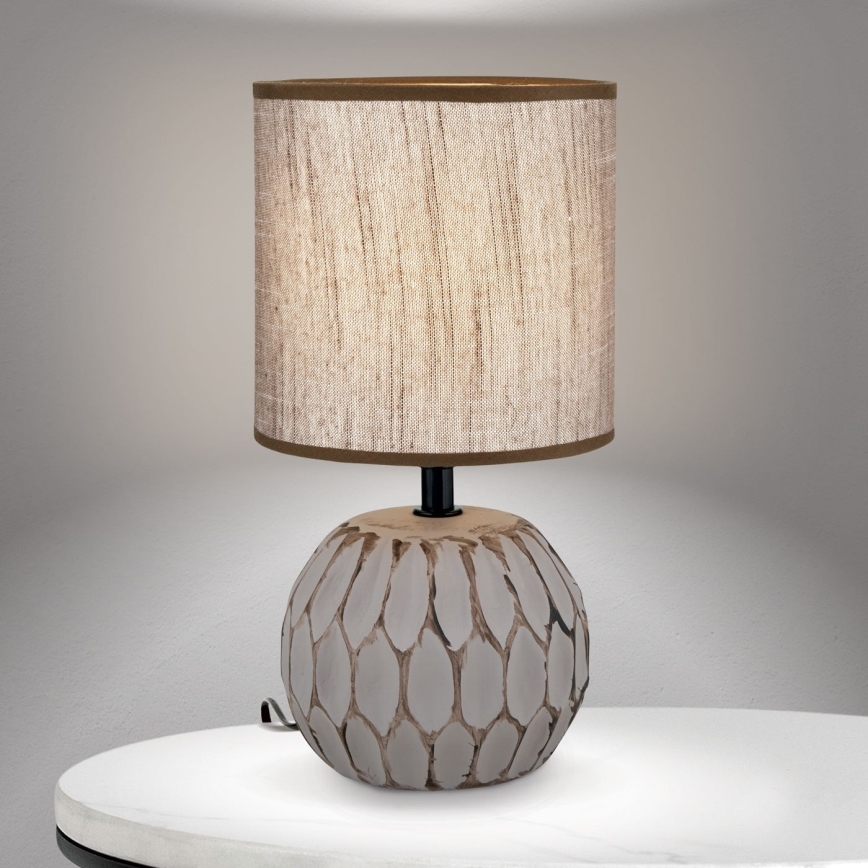 Lampa stołowa PINIA 1xE14/25W/230V ceramika beżowy/szary