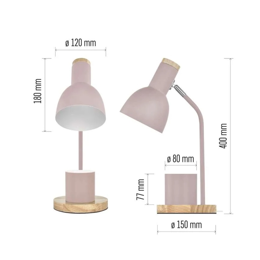 Lampa stołowa POPPY 1xE27/25W/230V różowa