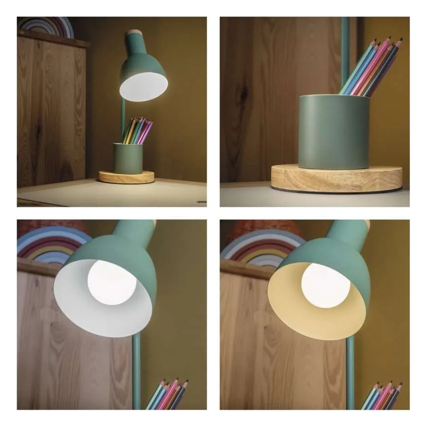 Lampa stołowa POPPY 1xE27/25W/230V zielona