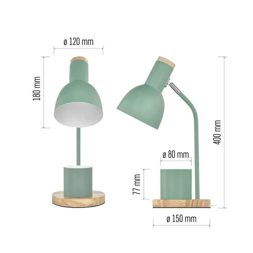 Lampa stołowa POPPY 1xE27/25W/230V zielona