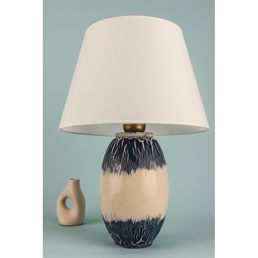 Lampa stołowa RAMZES 1xE27/40W/230V beżowa/niebieska