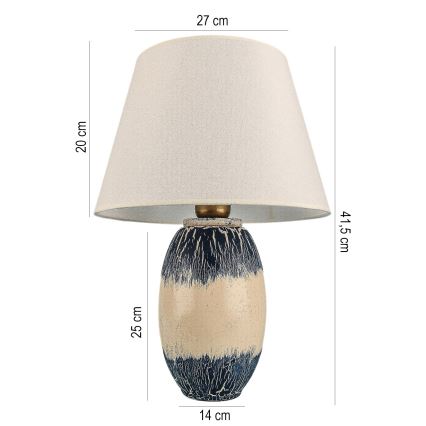 Lampa stołowa RAMZES 1xE27/40W/230V beżowa/niebieska
