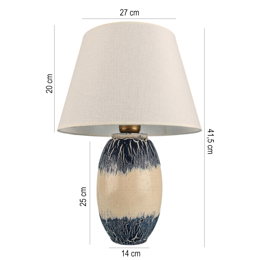Lampa stołowa RAMZES 1xE27/40W/230V beżowa/niebieska