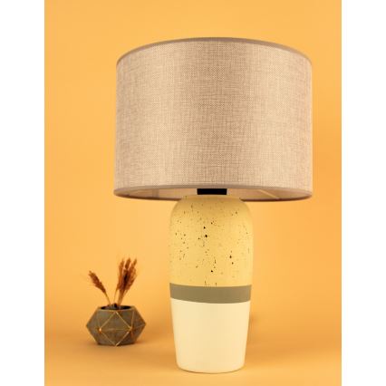 Lampa stołowa RAMZES 1xE27/40W/230V beżowa/żółta