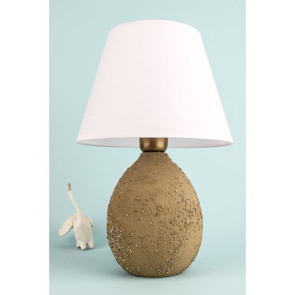 Lampa stołowa RAMZES 1xE27/40W/230V biała/brązowa