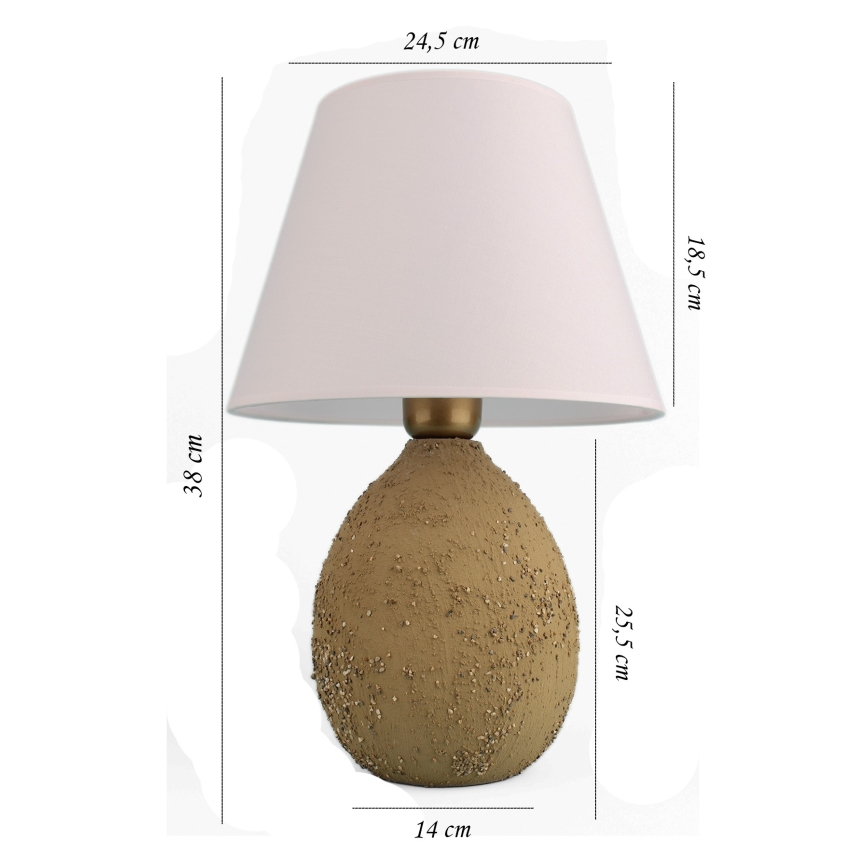Lampa stołowa RAMZES 1xE27/40W/230V biała/brązowa