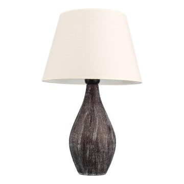 Lampa stołowa RAMZES 1xE27/40W/230V biała/brązowa