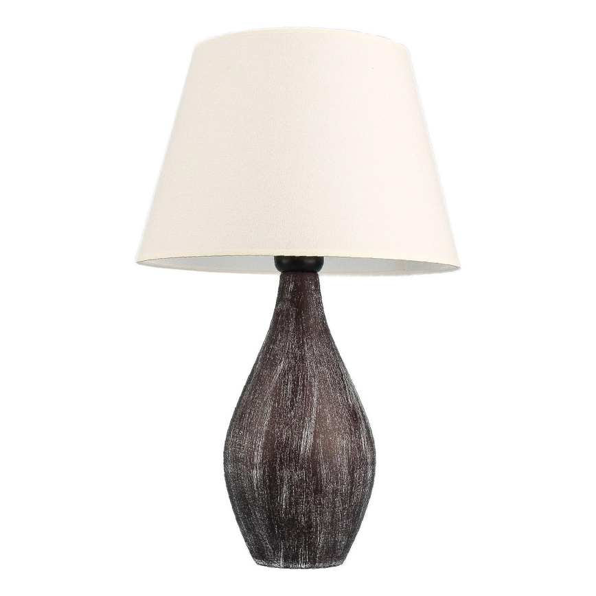 Lampa stołowa RAMZES 1xE27/40W/230V biała/brązowa