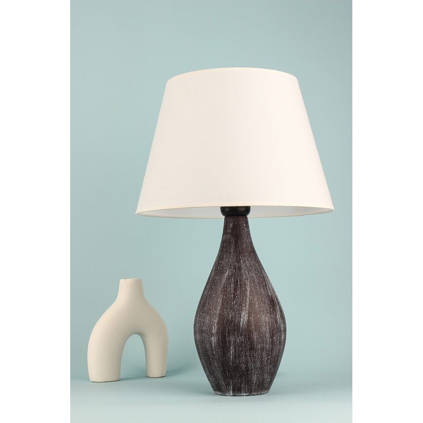 Lampa stołowa RAMZES 1xE27/40W/230V biała/brązowa