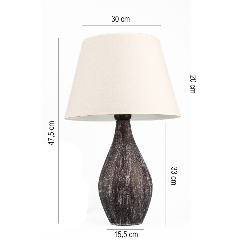 Lampa stołowa RAMZES 1xE27/40W/230V biała/brązowa