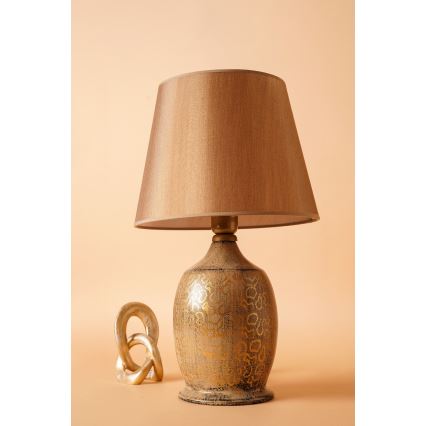 Lampa stołowa RAMZES 1xE27/40W/230V brązowa