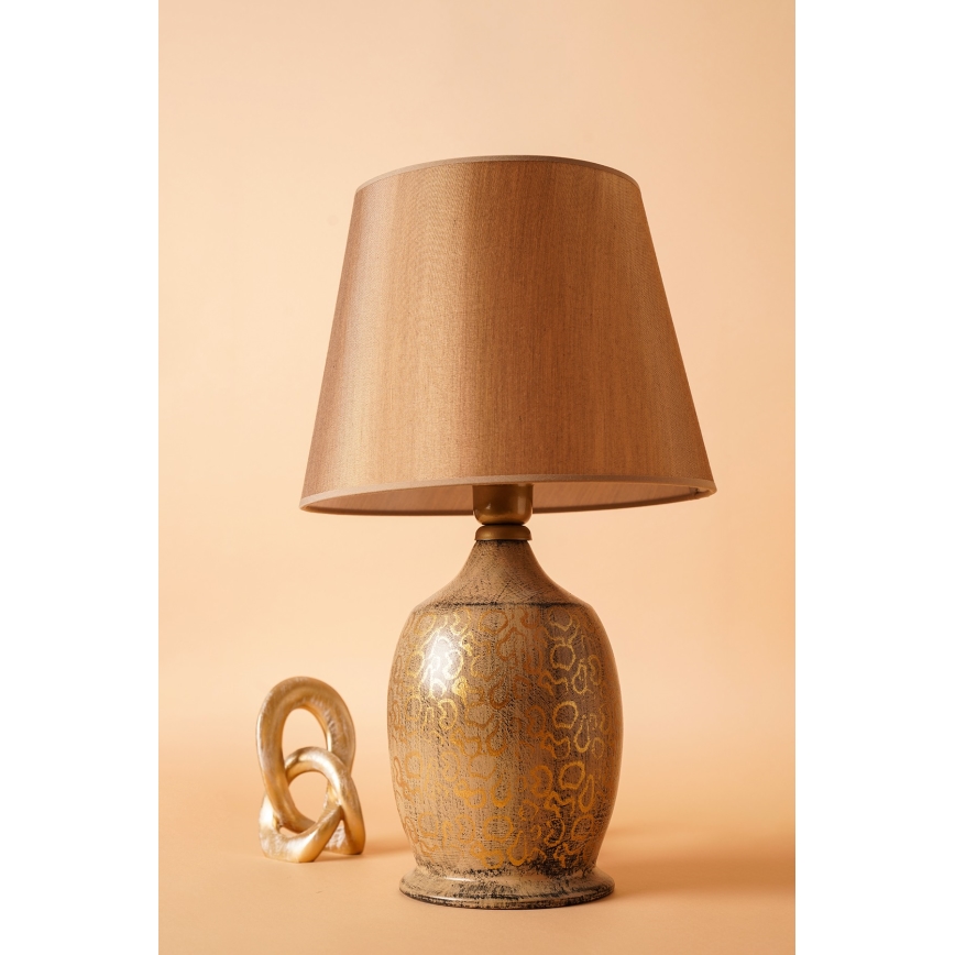 Lampa stołowa RAMZES 1xE27/40W/230V brązowa