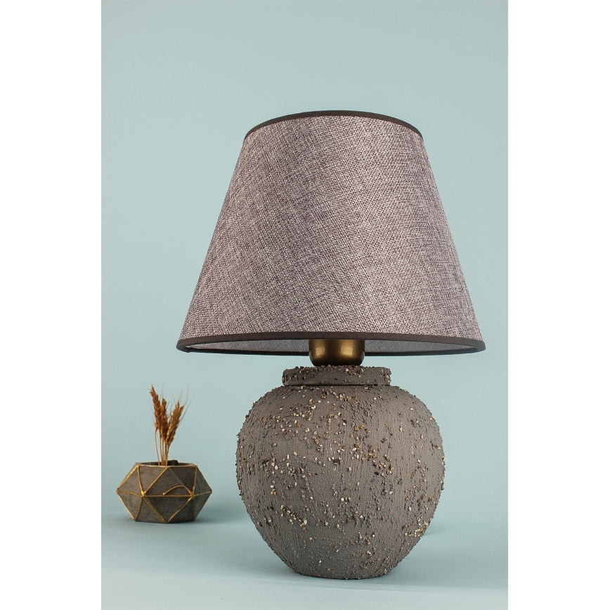 Lampa stołowa RAMZES 1xE27/40W/230V brązowa