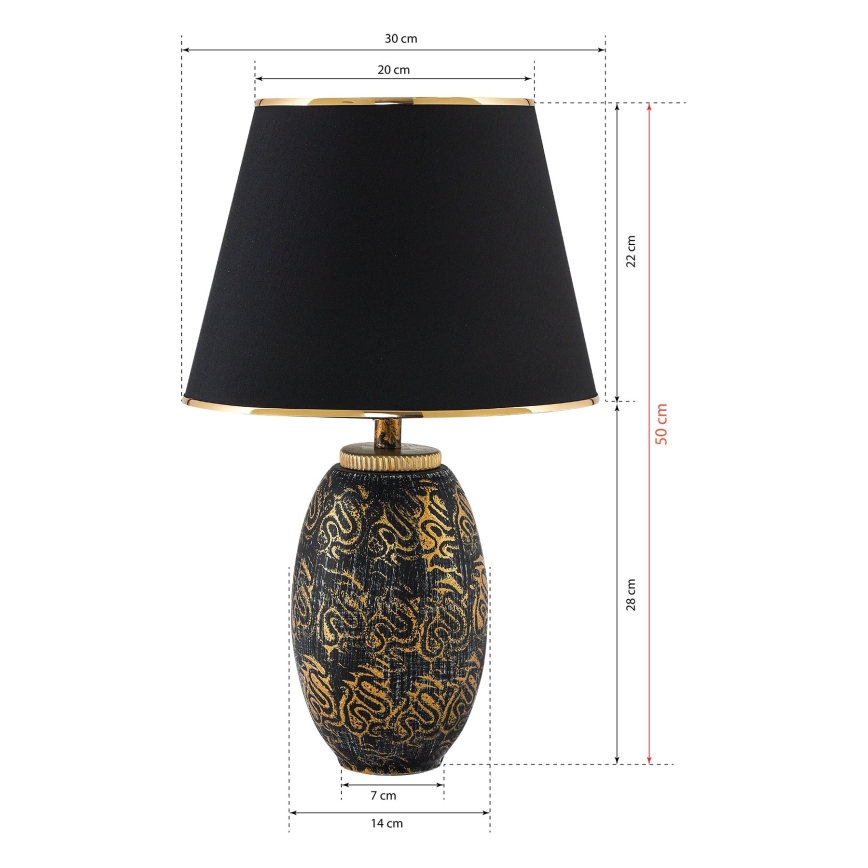 Lampa stołowa RAMZES 1xE27/40W/230V czarna/złota