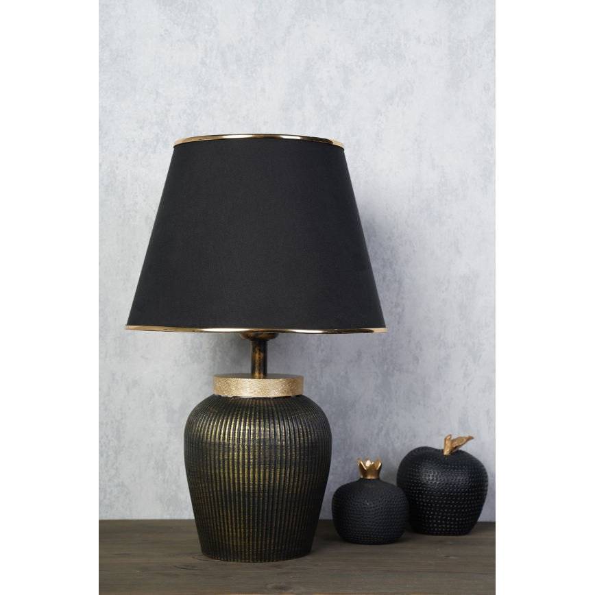 Lampa stołowa RAMZES 1xE27/40W/230V czarna/złota