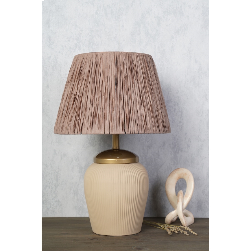 Lampa stołowa RAMZES 1xE27/40W/230V kremowa/brązowa