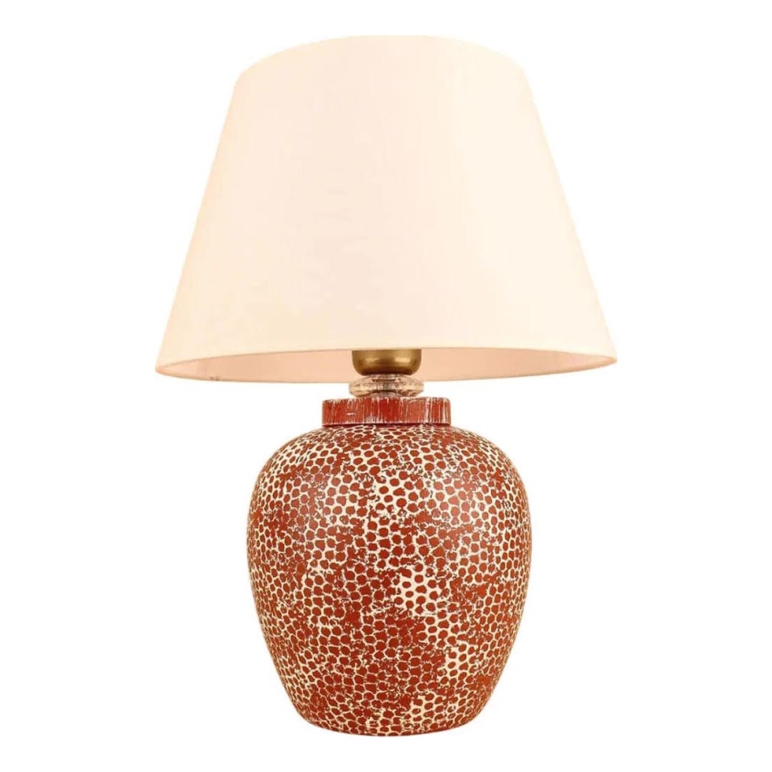 Lampa stołowa RAMZES 1xE27/40W/230V kremowa/czerwona