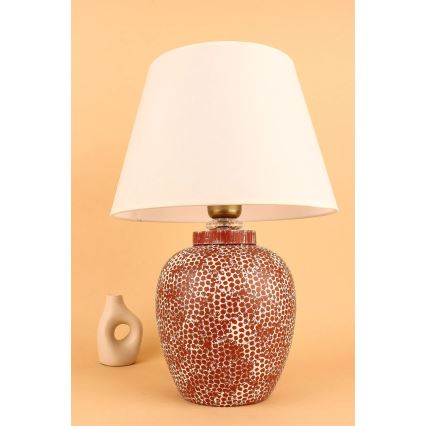Lampa stołowa RAMZES 1xE27/40W/230V kremowa/czerwona