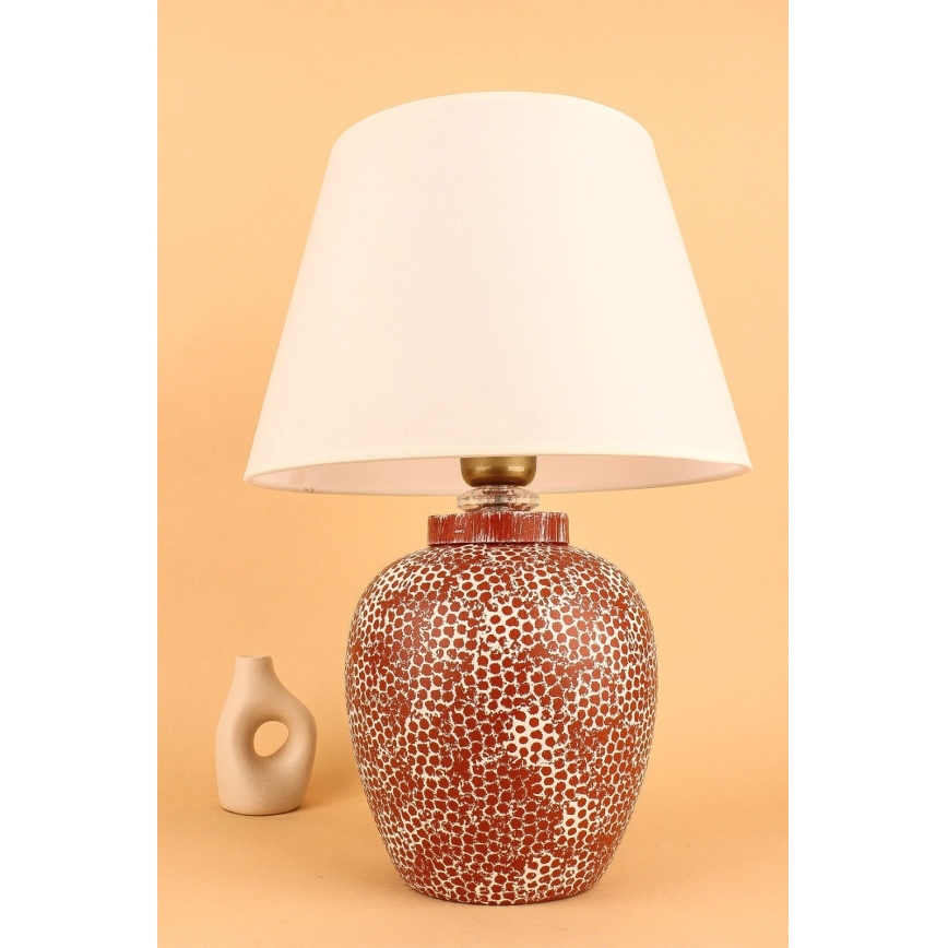 Lampa stołowa RAMZES 1xE27/40W/230V kremowa/czerwona
