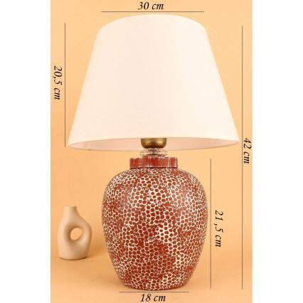 Lampa stołowa RAMZES 1xE27/40W/230V kremowa/czerwona