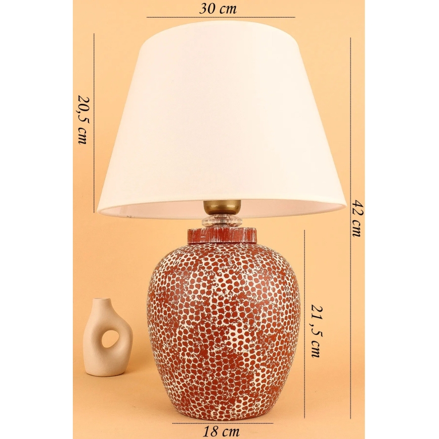 Lampa stołowa RAMZES 1xE27/40W/230V kremowa/czerwona