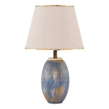 Lampa stołowa RAMZES 1xE27/40W/230V kremowa/niebieska