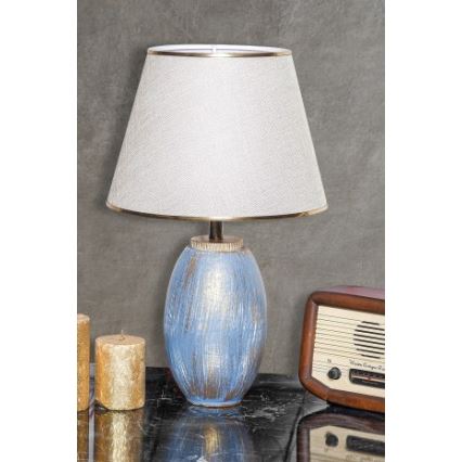 Lampa stołowa RAMZES 1xE27/40W/230V kremowa/niebieska