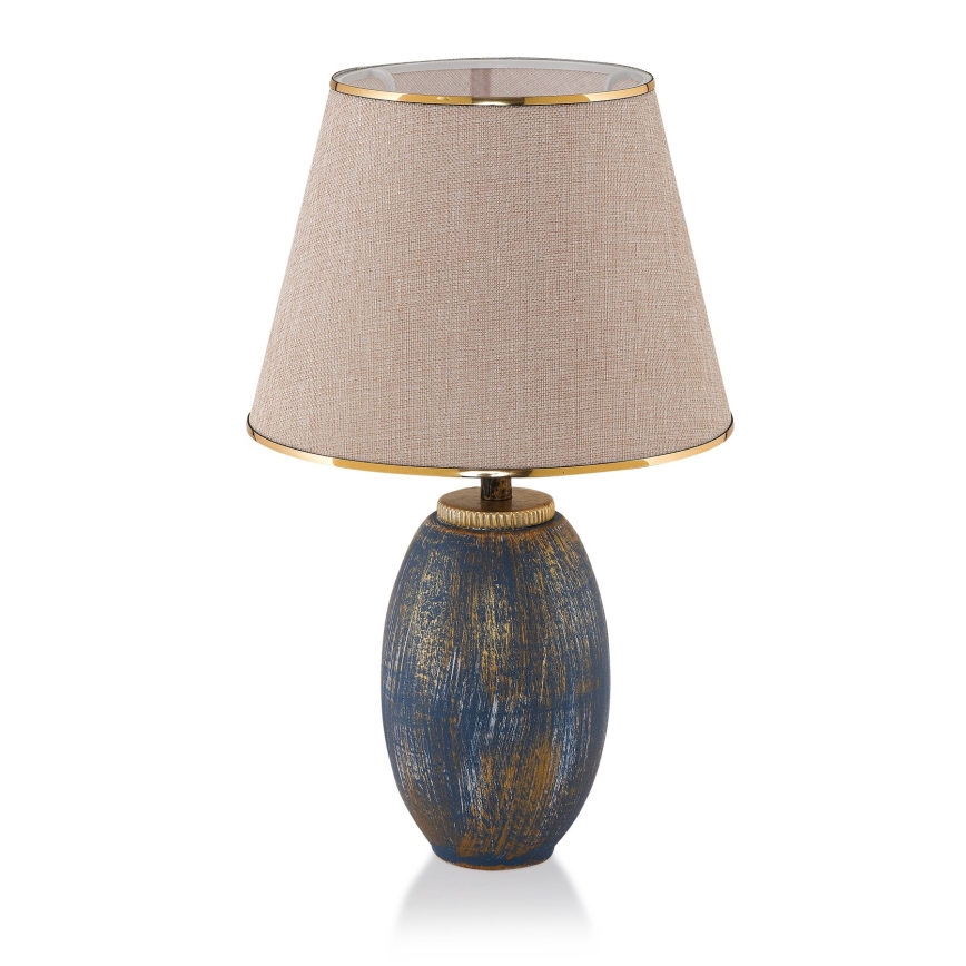 Lampa stołowa RAMZES 1xE27/40W/230V kremowa/niebieska